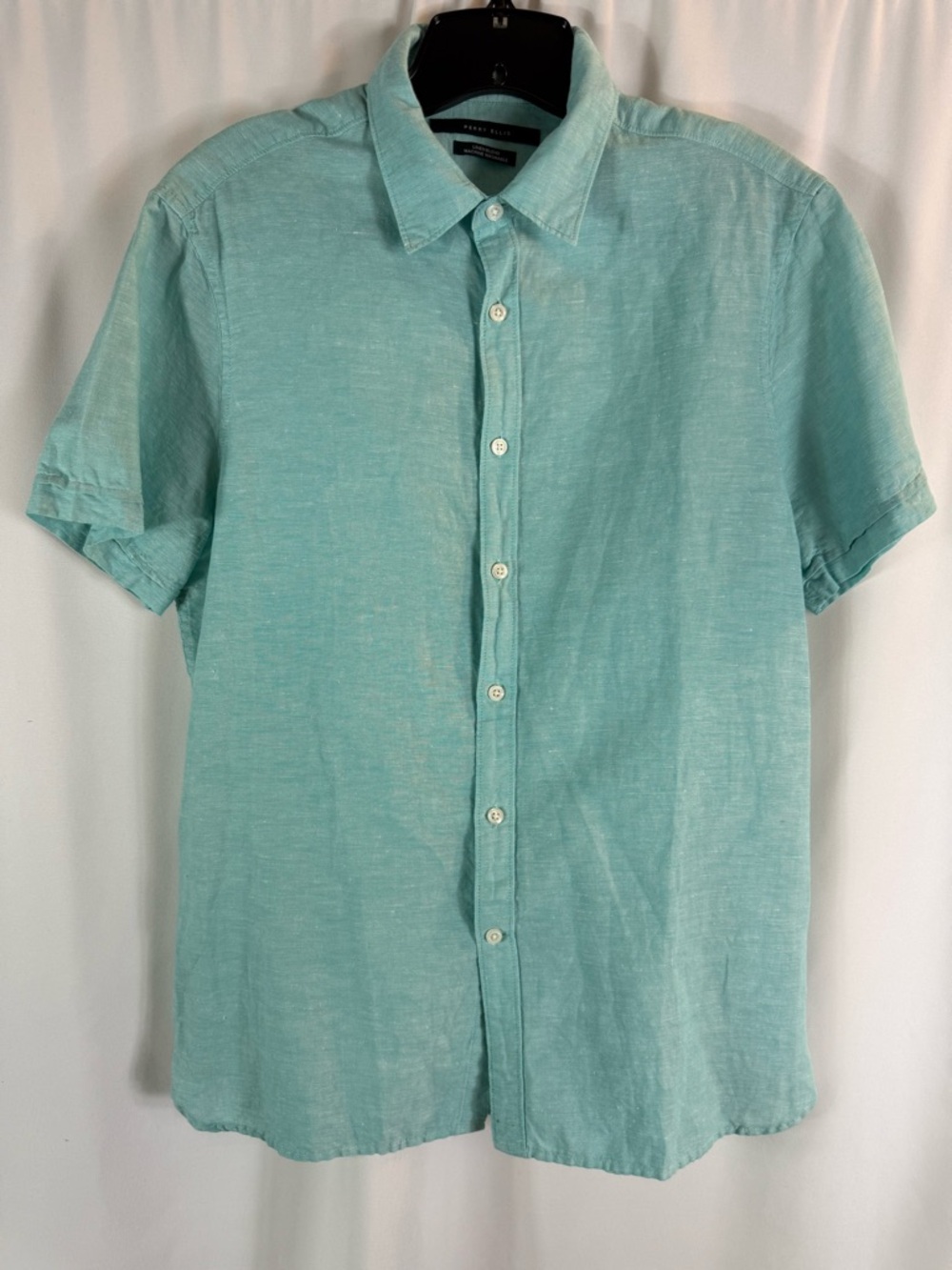 Perry Ellis Men’s Short Sleeve Button-Down Shirt in Seafoam Green Size:M